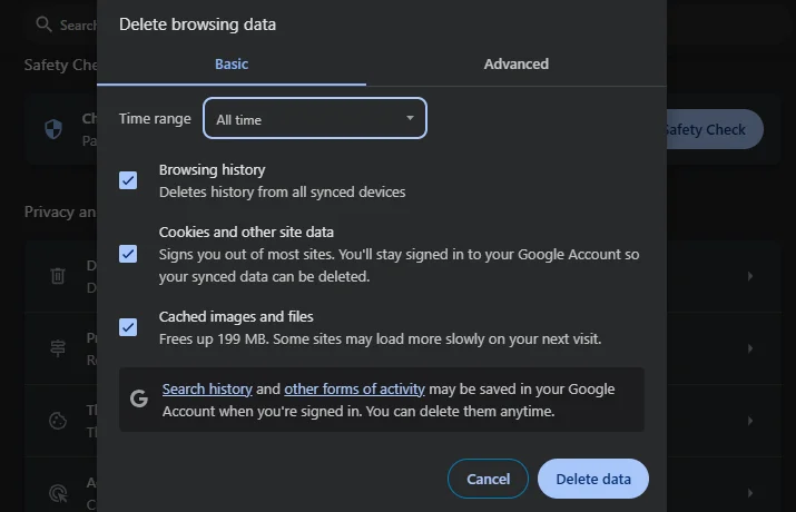Hapus Cache & Cookie Browser - Cara mengatasi Your Connection is Not Secure
